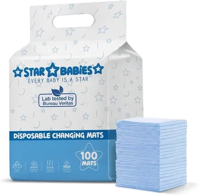 Star Babies Changing Mats - 100 Pack (30x Blue + 30x White, 45x60 cm)