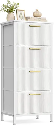 VASAGLE SONGMICS Chest of Drawers - 4 Corduroy Drawers, 39.6x30x96.2cm
