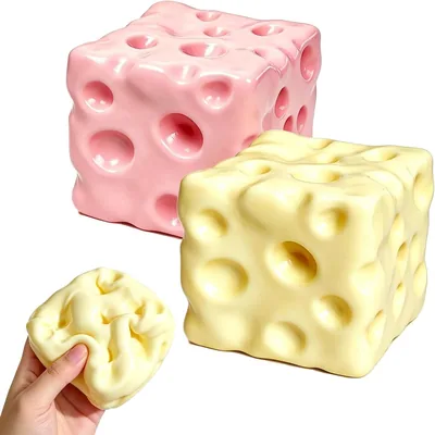 Squishy Fromage Croquant, 2 Balles Anti-Stress Asmr Réalistes