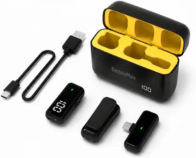 BezosMax Wireless Lavalier Microphone with Twin Mics