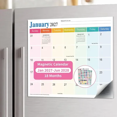 Magnetic Fridge Calendar 2027-2028 - 18 Months (Jan 2027-June 2028)