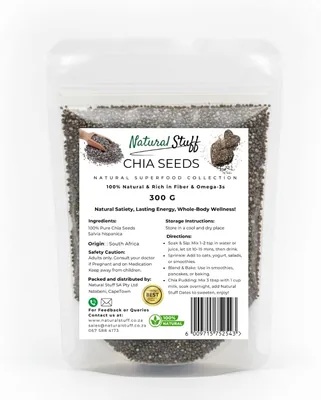 Pure Chia Seeds, High Fiber Superfood, 300gr