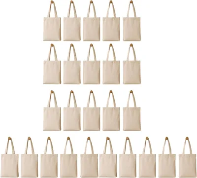 Canvas Tote Bag Pack 25PCS - Reusable Grocery Shopping Gifts Best Price Deal