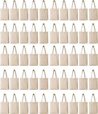 50PCS PACK Large Canvas Tote Bag, Sublimation Blanks Reusable Grocery Shopping Gift Cotton Bags