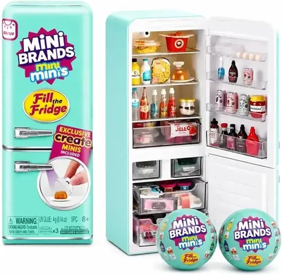 Mini Geladeira de Brinquedo com Luz e 2 Cápsulas Surpresa Colecionáveis