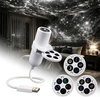 Projecteur de nuit KQLHLHDYZ, projecteur holographique 5D HD avec 15 types de films de projection, réglable à 360°