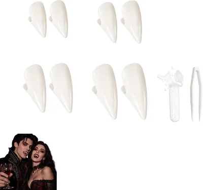 4 Pairs Vampire Teeth Resin Adhesive Beads Halloween