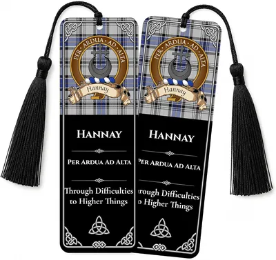Hannay Scottish Clan Crest Metal Bookmarks Set of 2 with Tassels Best Deal