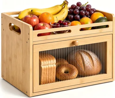 Bamboo Bread Box - Kitchen Counter Storage