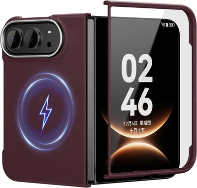 Funda Magnética de Cuero PU Memumi para iPhone Duo Vidrio Templado Borgoña