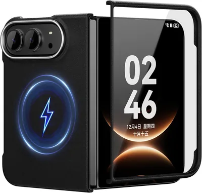 Funda Magnética de Cuero PU Memumi para iPhone Duo, Vidrio Templado, Negro