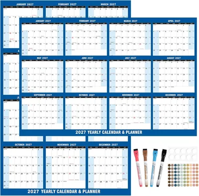 2027 Wall Calendar - 32" x 48" Dry Erase
