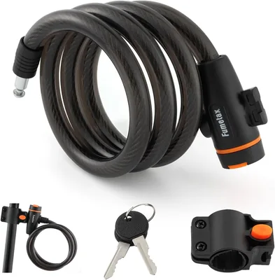 Candado para bicicleta FUMETAX con llave, 0.8mm x 1 m, SW-81460210 | Porta candado para cuadro