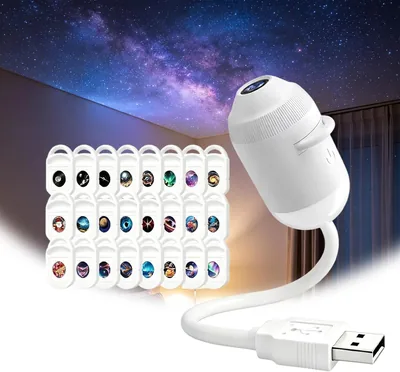 Proiettore da soffitto Galaxy, Proiettore HD Star con rotazione a 360°, Alimentato USB