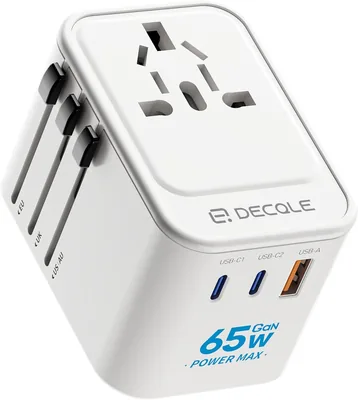 GaN65W Universal Travel Adapter - 2 USB-C + USB-A, 200+ Country Coverage