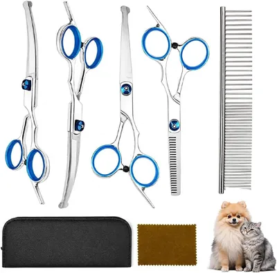 TIANTHH ペット用トリミングシザーズ 7点セット ラウンドチップ | 犬用・猫用