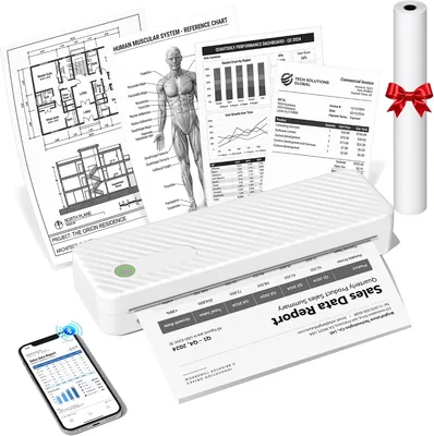 Bluetooth Receipt Printer - 8.5" Thermal Paper Roll