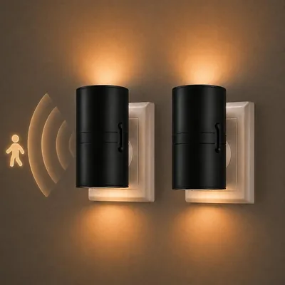Plugs de luz Borealights con sensor de crepúsculo, Negro (2 unidades)