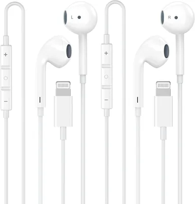 FUHAYA Écouteurs intra-auriculaires Lightning [Certifiés MFi] | [Plug & Play True Hi-Fi Stereo Audio avec Microphone]