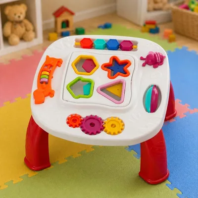 Mesinha Didática Infantil Interativa - Atividades Educativas com Peças de Encaixe e Som