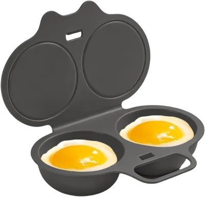 Pocher de Huevos para Microondas, 2 Cavidades | Tazas Antiadherentes para Pochar Huevos, Reutilizable
