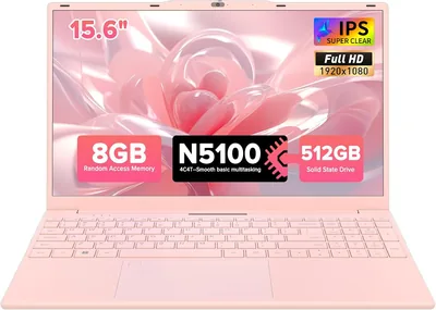 Auusda Pink Laptop W11 Pro - 4-Core, FHD IPS