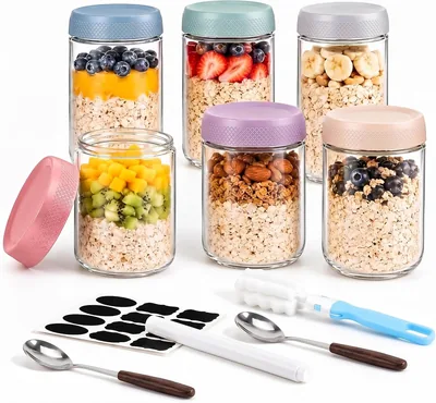 Overnight Oats Container 6 Pack 480ml Glass