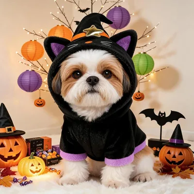 ボーノン 犬用 ハロウィン コスプレ 服 スケルトン パーカー フード付き 秋冬 ペット 仮装 ウェア