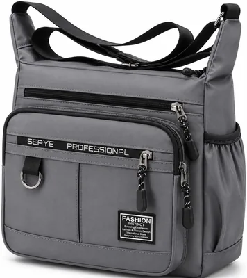 LITH Large Multi-Pocket Crossbody Shoulder Bag, Water-Resistant Oxford