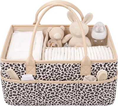 Baby Nappy Caddy Organizer - Leopard Print
