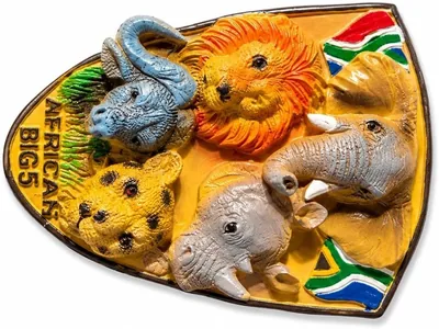 African Big 5 Shield Fridge Magnet, South Africa Souvenir