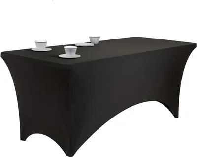Stretch-Fitted Trestle Tablecloth, Black