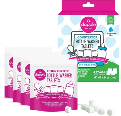 Dapple Bottle Washer Detergent Tablets, 120ct, Plant-Powered, Fragrance Free