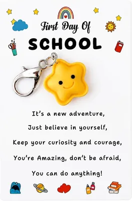 First Day of School Gift Card for Kids with Keychain