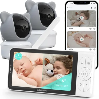 Monitor Bebé YIYAHA de 5 Pulgadas con Cámaras HD y WiFi
