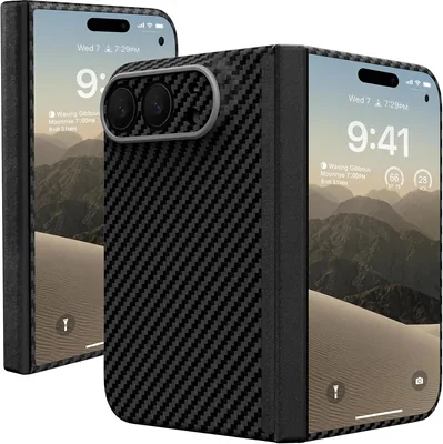 Funda de Fibra Aramida Memumi para iPhone Duo, Protección de Bisagra, Negro