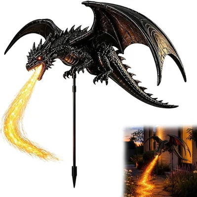 Solar Dragon Fire Garden Light - Breathing Flame Stake