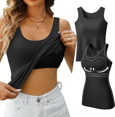 Rosyday Tank Top with Bra - Padded Vest Best Deal