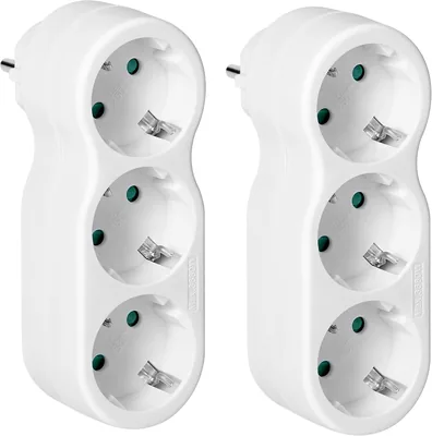 Set von 2 3-Wege-Mehrsteckdosenadapter Verteiler-Steckdosen