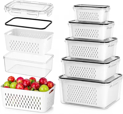 5 Pack Fridge Fruit Storage Containers Airtight