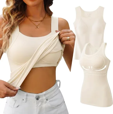 Rosyday Padded Vest Top - Women's Tank with Built-in Bra Best Deal