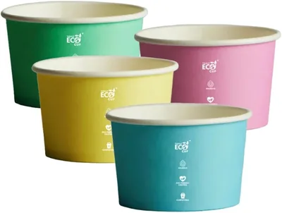 50 Pack Pastel Ice Cream Cups - 5oz Disposable Dessert Bowls