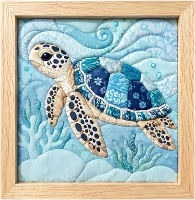 Ocean Theme Kinusaiga Fabric Art Kit with Frame
