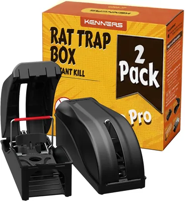 KENNEAS Ratentrap mit Köderbox (2er-Set, Veto Pro) | Großes Nagetierfanggitter für Innen und Außen, sicher für Zuhause und Garten
