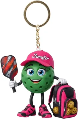 Personalized Pickleball Paddle Mascot Keychain Best Deal