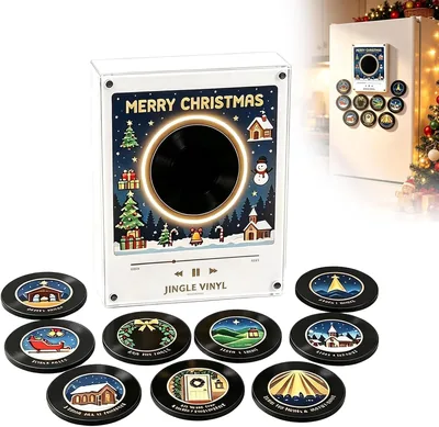 Christmas Mini Vinyl Record Player Magnet 9 Discs USB-C A Best Deal