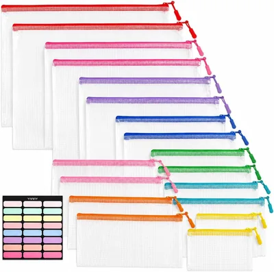 YIVVIY Mesh Zipper Pouches - 18 Piece Set