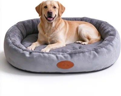 Calming Dog Bed Large Grey - Rectangle Washable