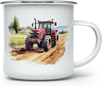 MAXIKIWI Coffee Tea Camping Mug 350ml Red Tractor