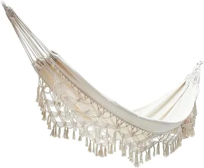 Campinghängmatta för 2 personer - Boho-stil gungstol med makramé och fransar